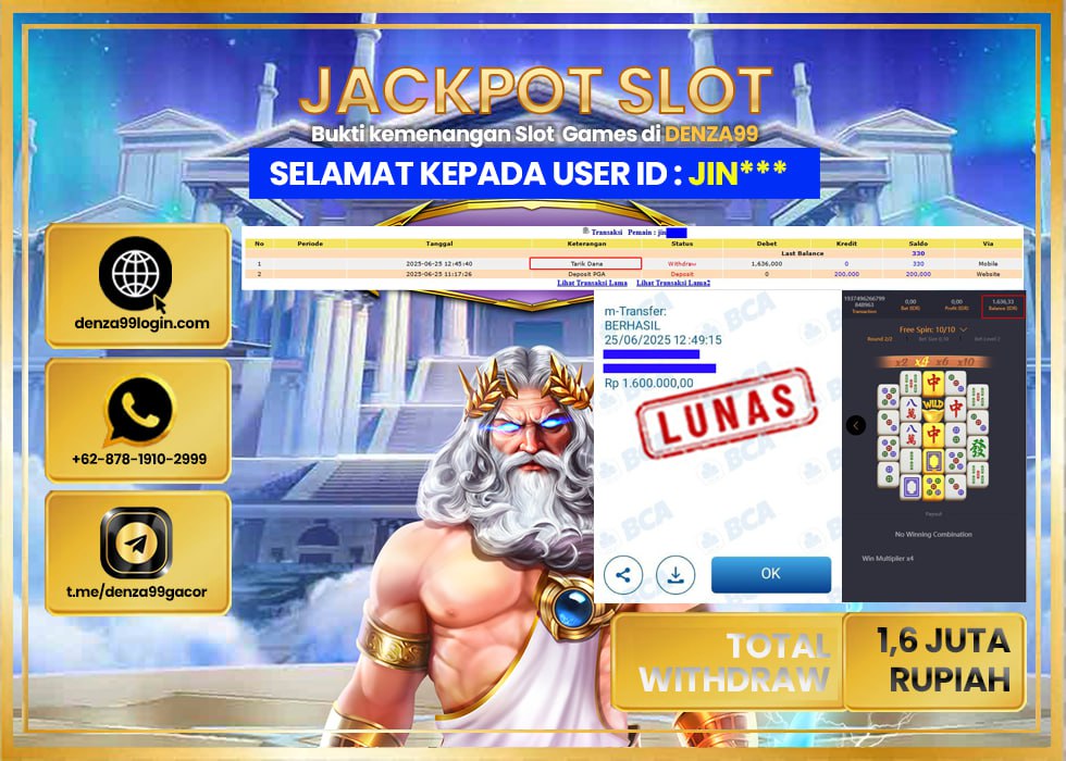 DENZA99 JACKPOT MAHJONG WAYS Rp 1.600.000,- LUNAS